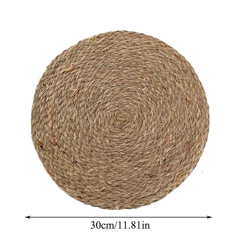 

Handmade Weave Non-slip Placemat coaster Corn hull for table dinne Round Insulation pads Table Mats Pads Home Decor