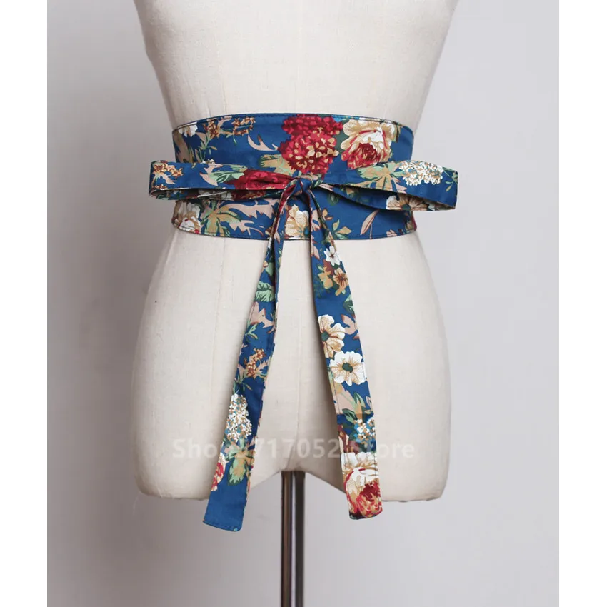 

Кимоно женское традиционное в японском стиле, модный пояс с Оби для девочек, бандажный пояс с асимметричным цветочным принтом, юката