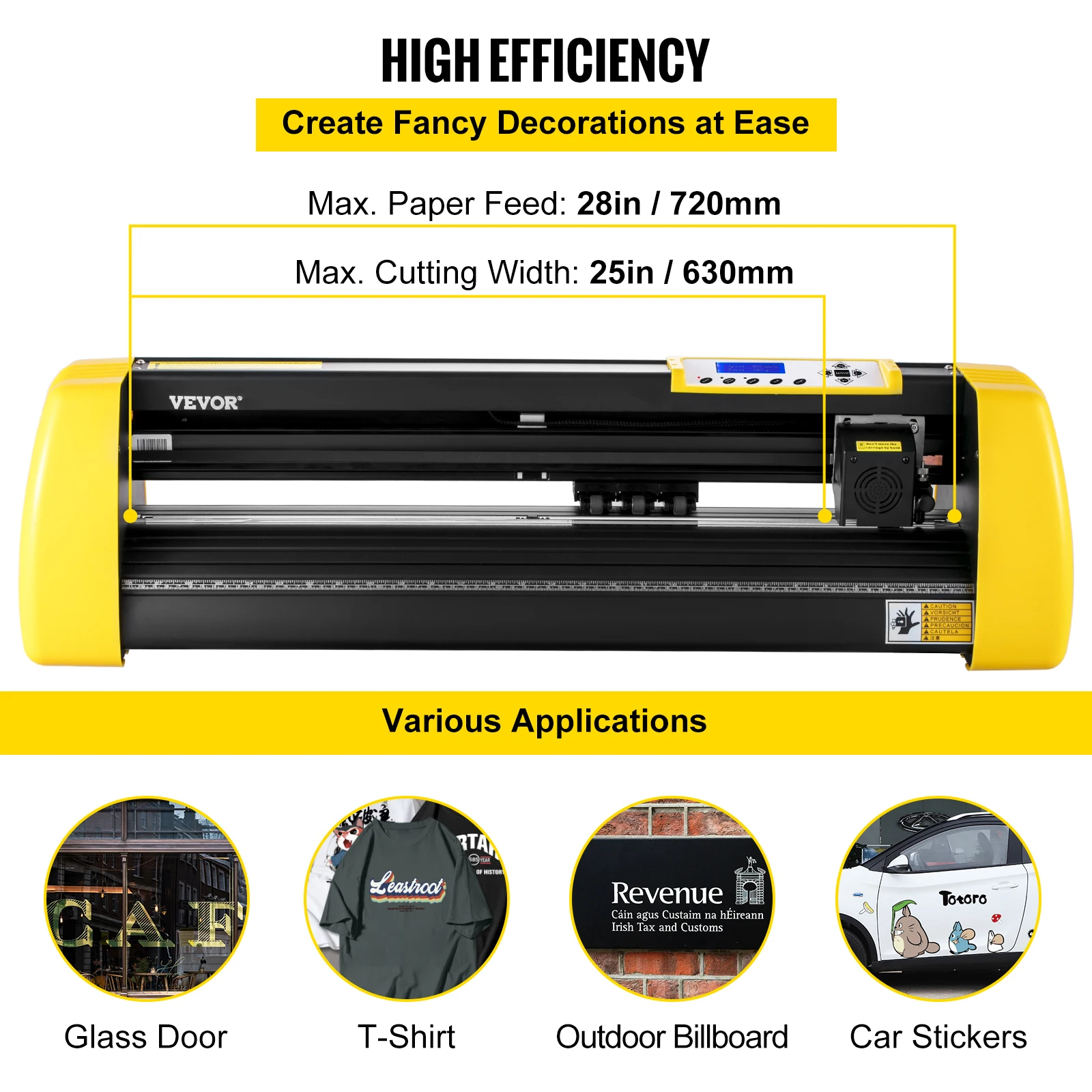 VEVOR Vinyl Cutter Machine Automatic Contour Computer Windows Software 3 Blades LCD Screen 28Inch 630MM Printer Cutting Plotter |