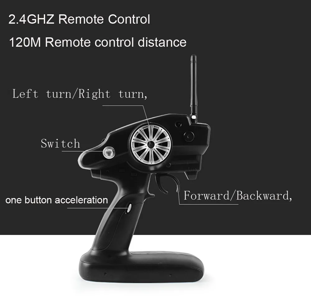 

Remote control toys 1:10 70km/h 2.4G RC Car 4WD Double Battery High Power LED Headlight Racing Truck Gifts for children