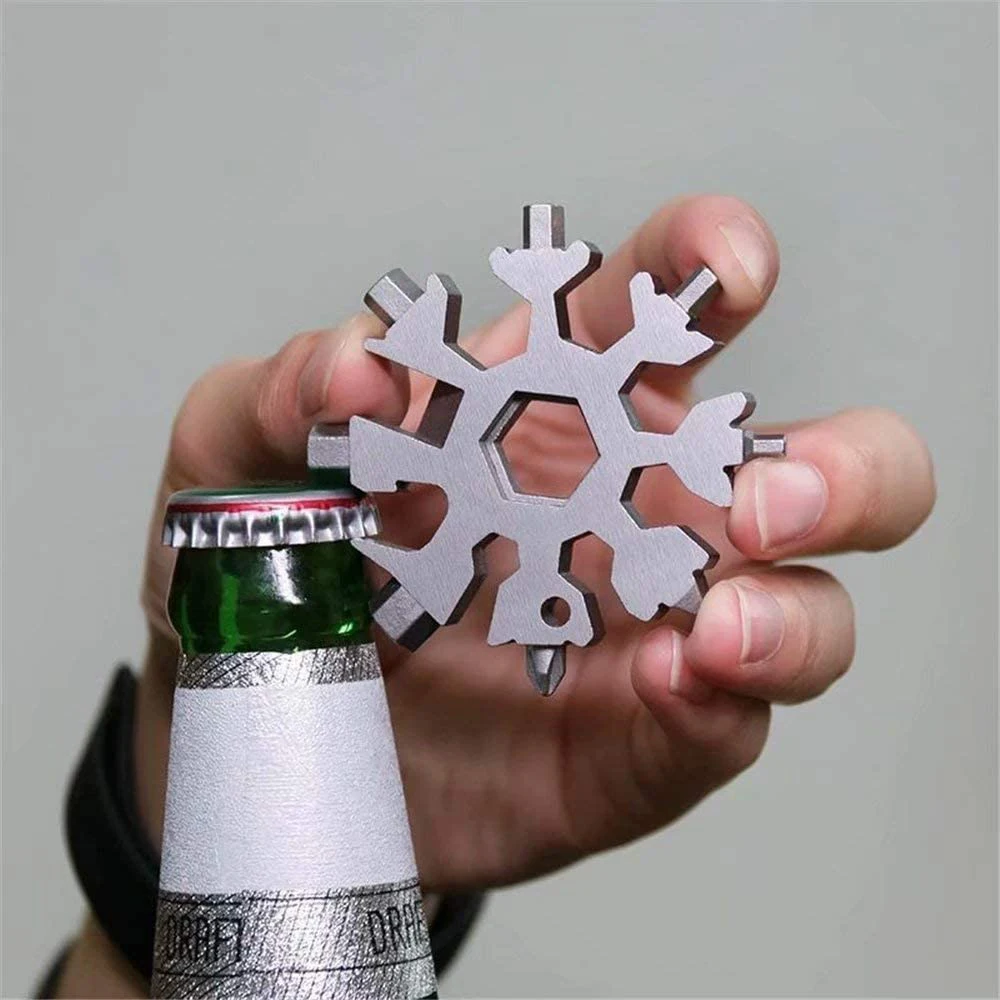 

Universal Screw Wrench Snowflake Camp Key Ring Outdoor Wrench Hexagon Wrench Pocket Tool Corkscrew Tools for Dropshipping