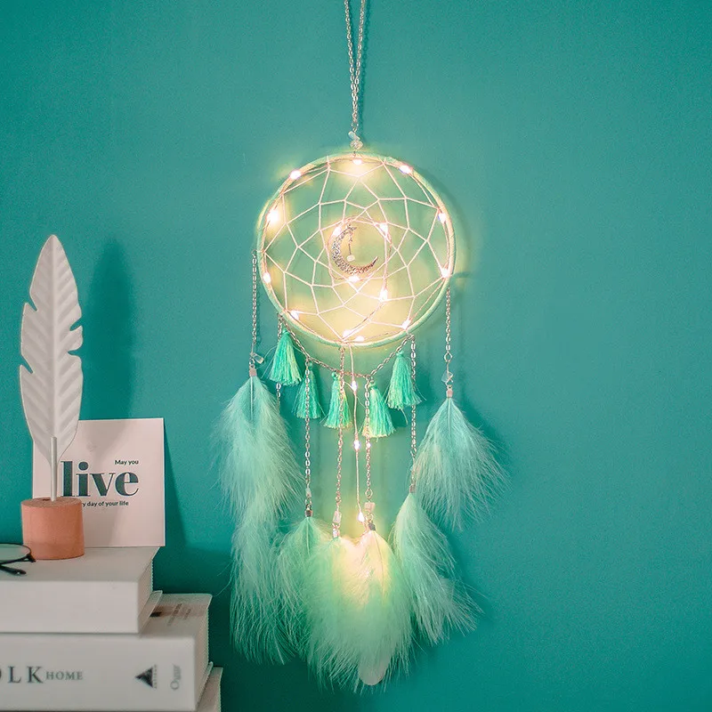Moon macram Ловец снов 100% Cutton wind bell искусство стены дома декоративные Подвески перо