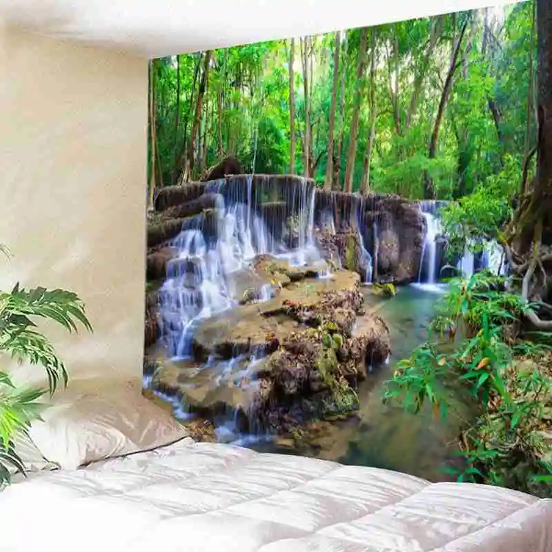 

Forest Plant Landscape Tapestry Natural Scenery Tapestry Throw Decor Hippie Home Indian Wall Hanging Bedspread Mandala Bohe N4S3