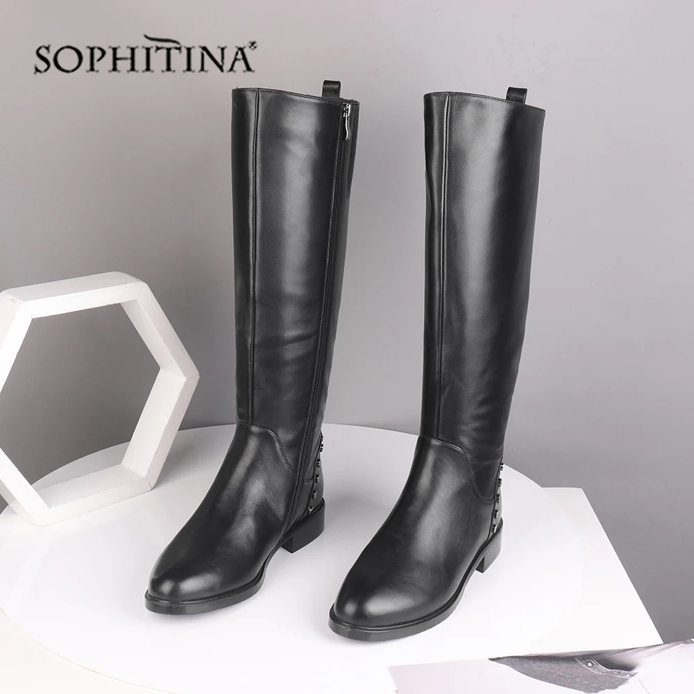 SOPHITINA/ботинки специального дизайна Удобная Высококачественная обувь из натуральной кожи с круглым носком