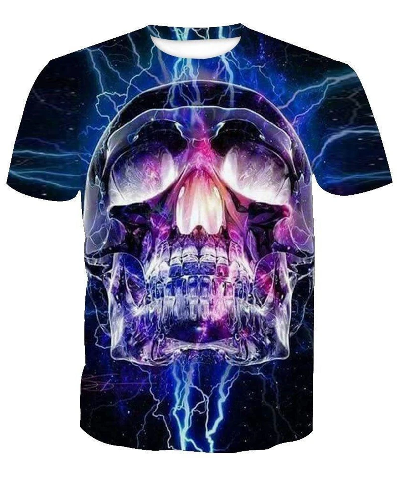 

KISSQIQI 3D Explosions Printed T-shirt 2020 New Loose Men's Handsome Short Sleeve Maximum Size 5XL