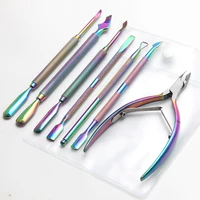 stainless steel cuticle pusher remover spoon trimmer double sided finger toe dead skin push nail art manicure pedicure tools