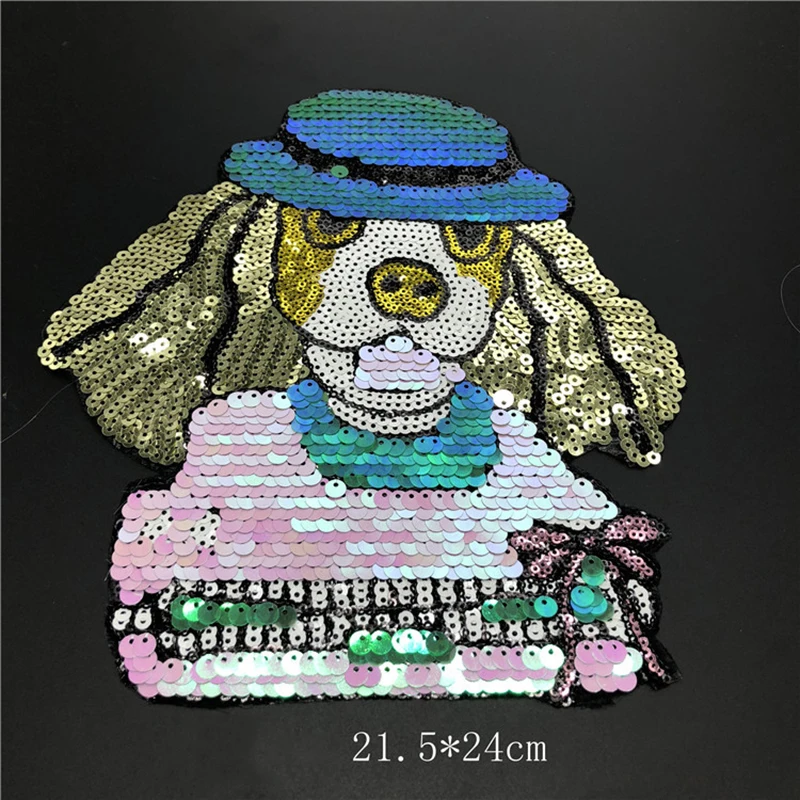 puppy-1 Новые милые нашивки для щенков, собак, бульдогов, животных, блестки, железные нашивки с героями мультфильмов, аксессуары для шитья, украшения для одежды, значок - Цвет: puppy-1