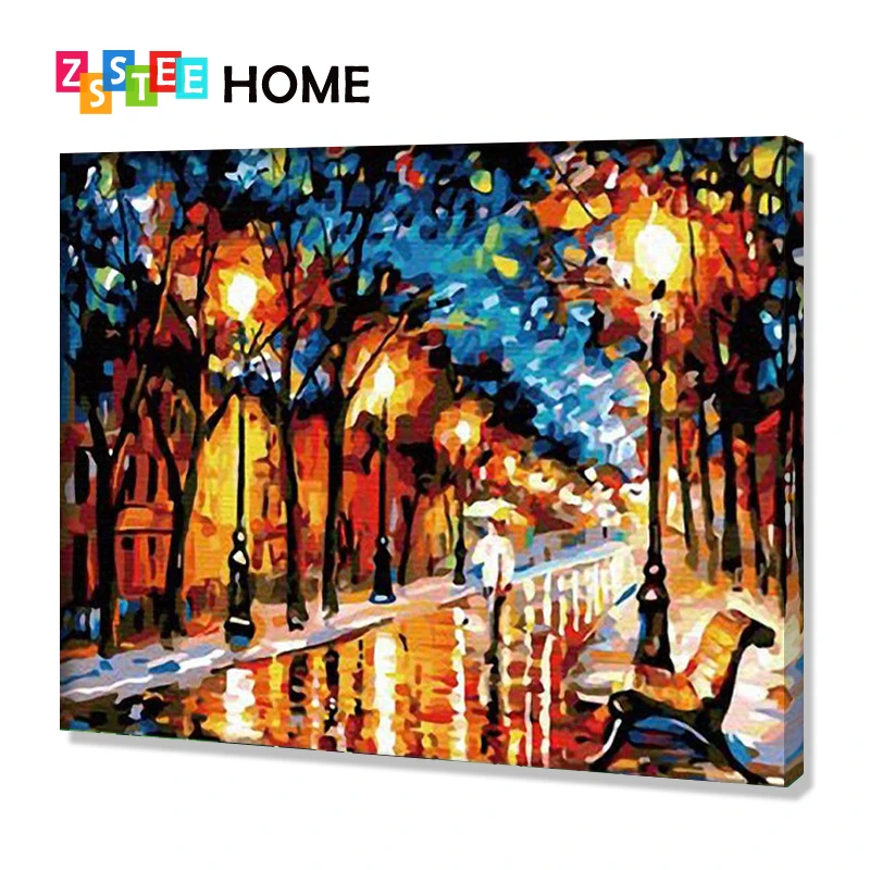 ZSSTE краска по номерам холст пейзаж картина маслом плакат красочные плакаты и