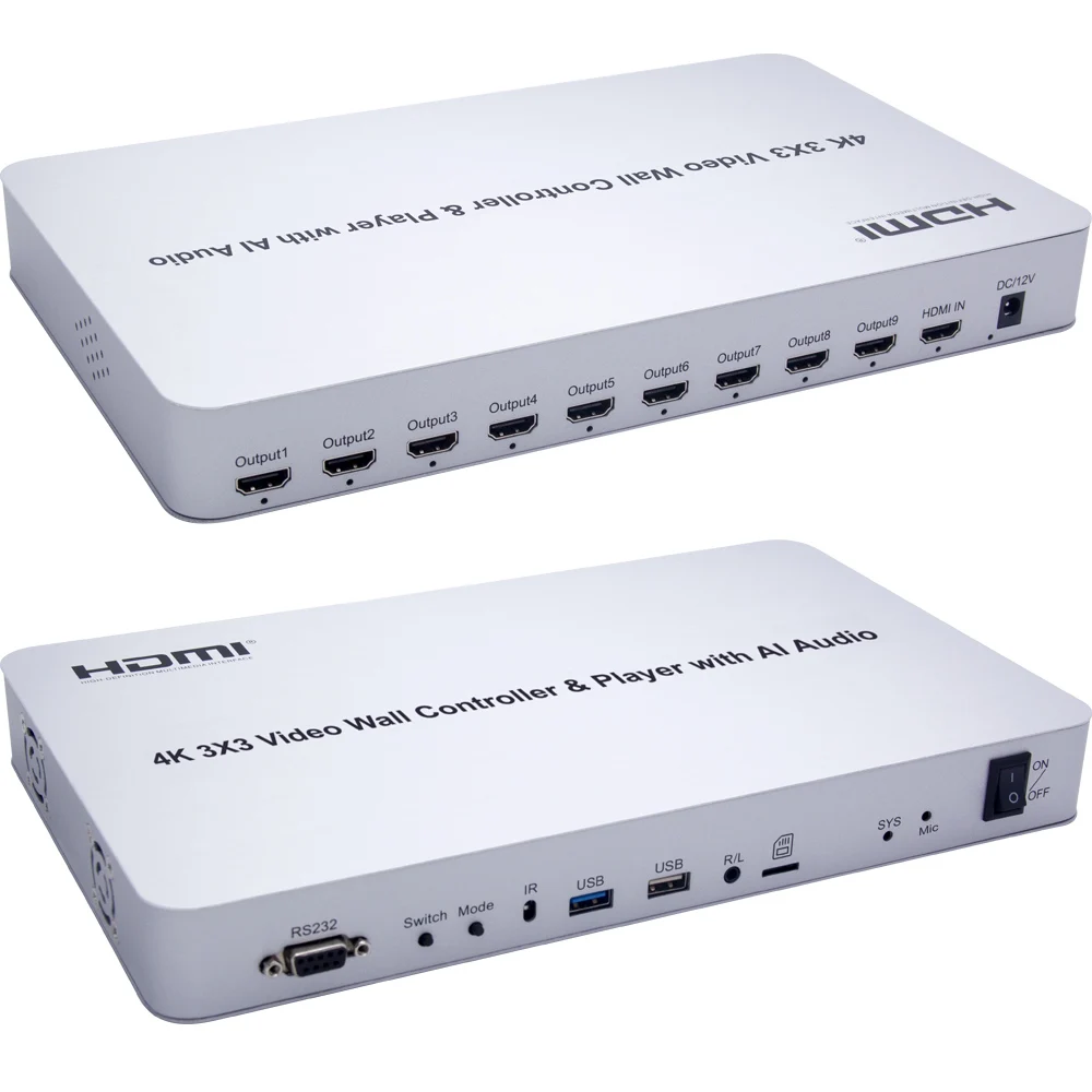4K 3x3 Artificial Intelligence Voice Video Wall Controller AI Audio 2x2 1x3 1x4 TV Splicer Multi Monitor Splicing Processor |