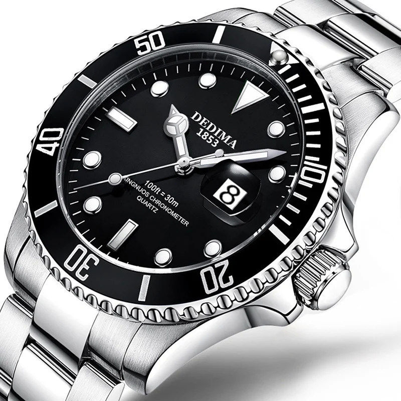 Часы наручные мужские с календарем брендовые Роскошные зеленые