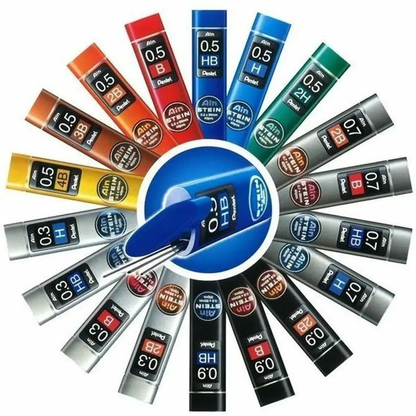 Механический карандаш Pentel AIN Stein сменный стержень 0 3 5 7 9 4B 3B 2B B HB H 2H|Механические