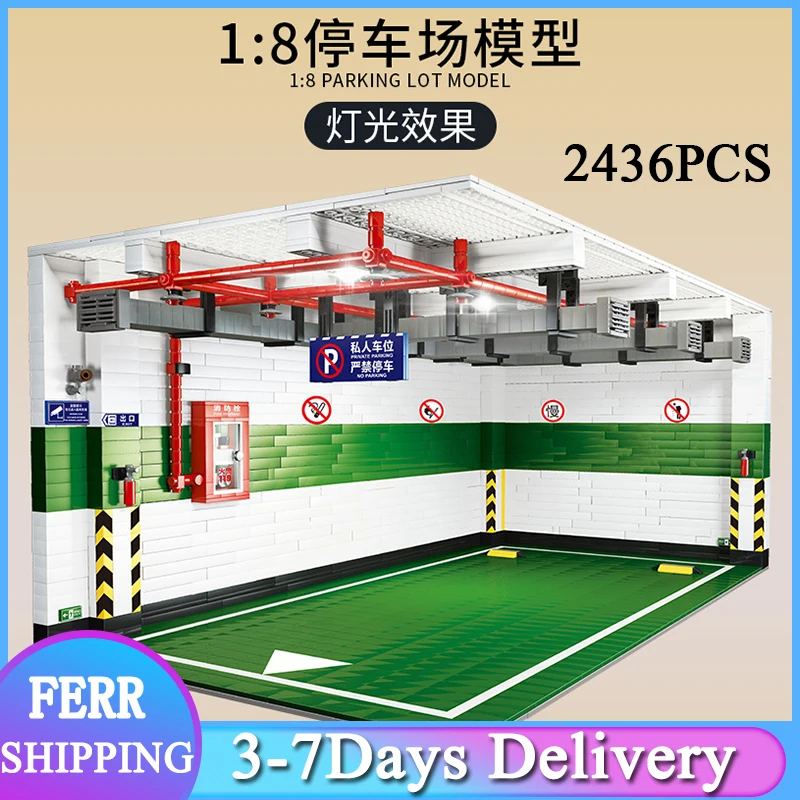 

Техническая парковка Qizhile 90009 MOC для автомобиля, 2436 деталей, строительные блоки, подземный гараж, архитектурные кубики, игрушки