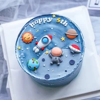 one year old space astronaut series birthday cake decoration resin universe star cupcake dress up childrens day baking supplie