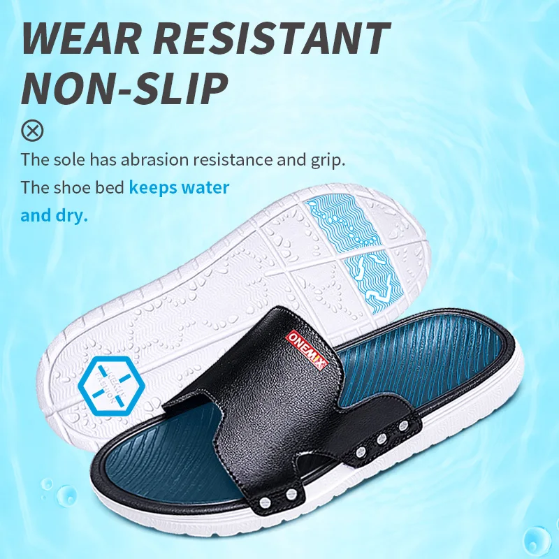 ONEMIX Men Summer Casual Slippers Outdoor Beach Slides Bottom Flat Heel Slides Slides MD Leather Anti Slippery Slippers Brand