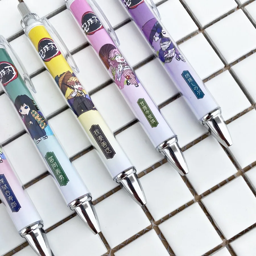 Anime Demon Slayer Kimetsu No Yaiba Ballpens Plastic Cosplay Pens Black Ink Pen For Office School Writing Supplies Stationery
