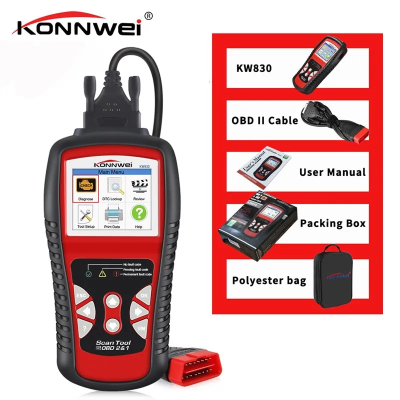KONNWEI KW830 OBD2 Auto Diagnostic Scanner Battery Tester Universal OBD Engine Code Reader |