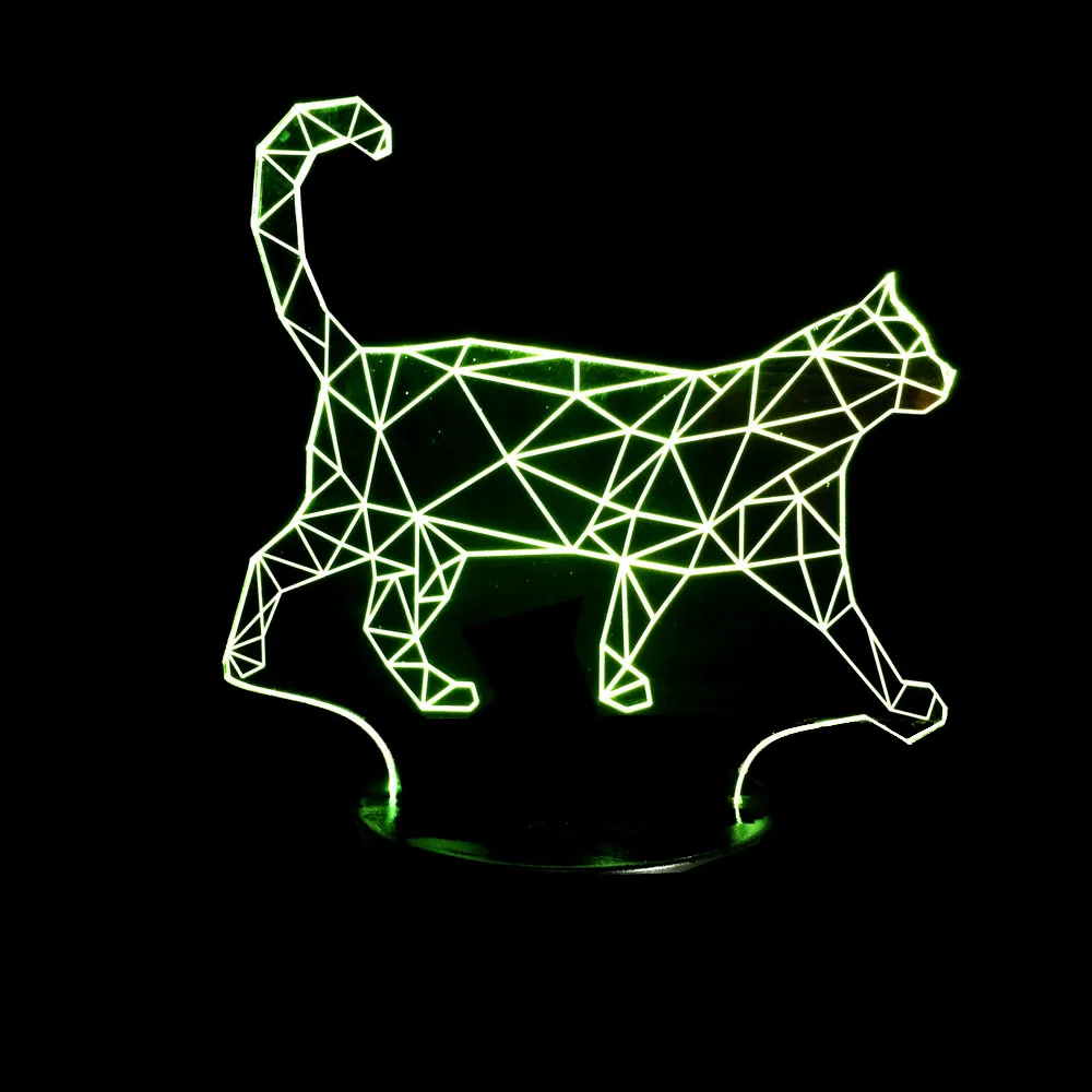 7 цветов волна кошка ходячая лампа 3D светодиодные ночники для детей сенсорный USB