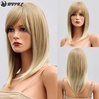 blonde straight office lady daily synthetic wig with bangs for white women natural heat resistant cosplay female hair gold wigs