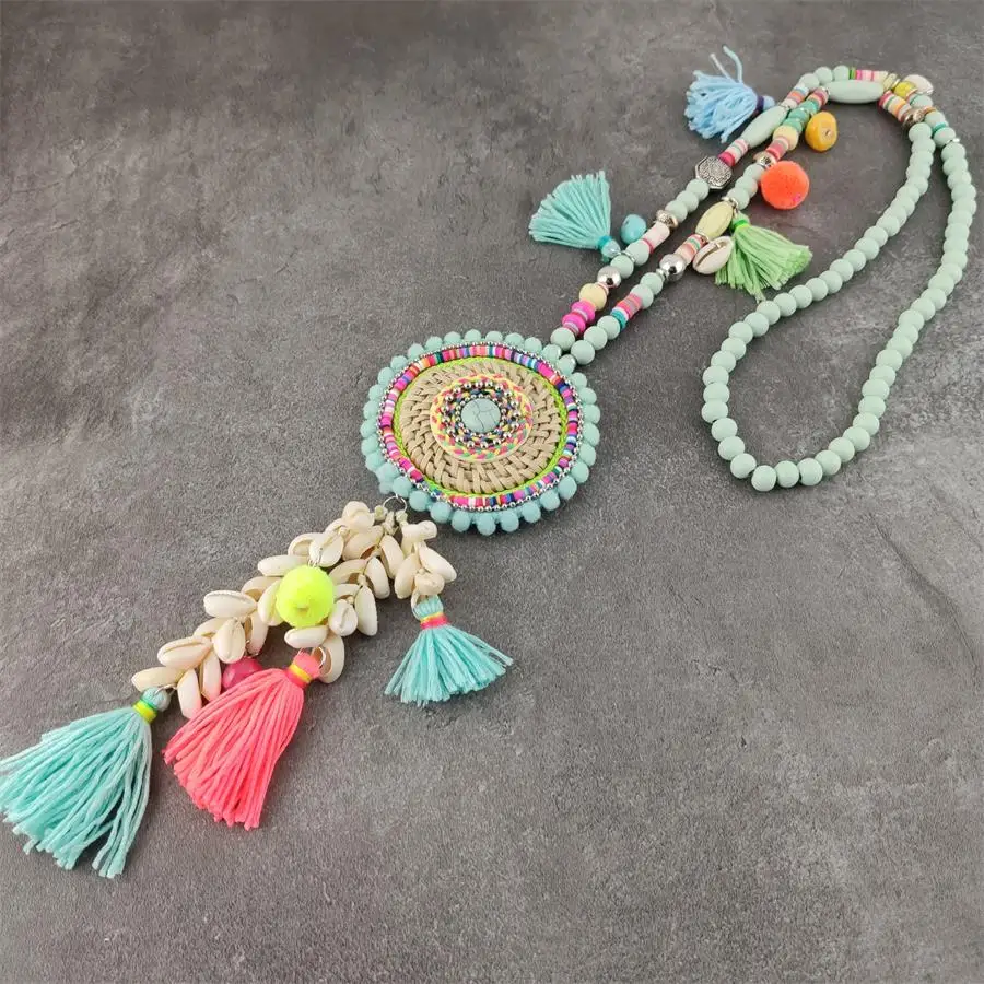Деревянные бусины богемное женское ожерелье бохо ювелирные изделия Strand Shell
