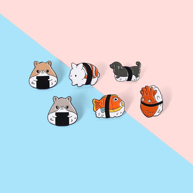 Брошь для лучшего друга подарок мультяшный милый хомяк осьминог кролик двойная