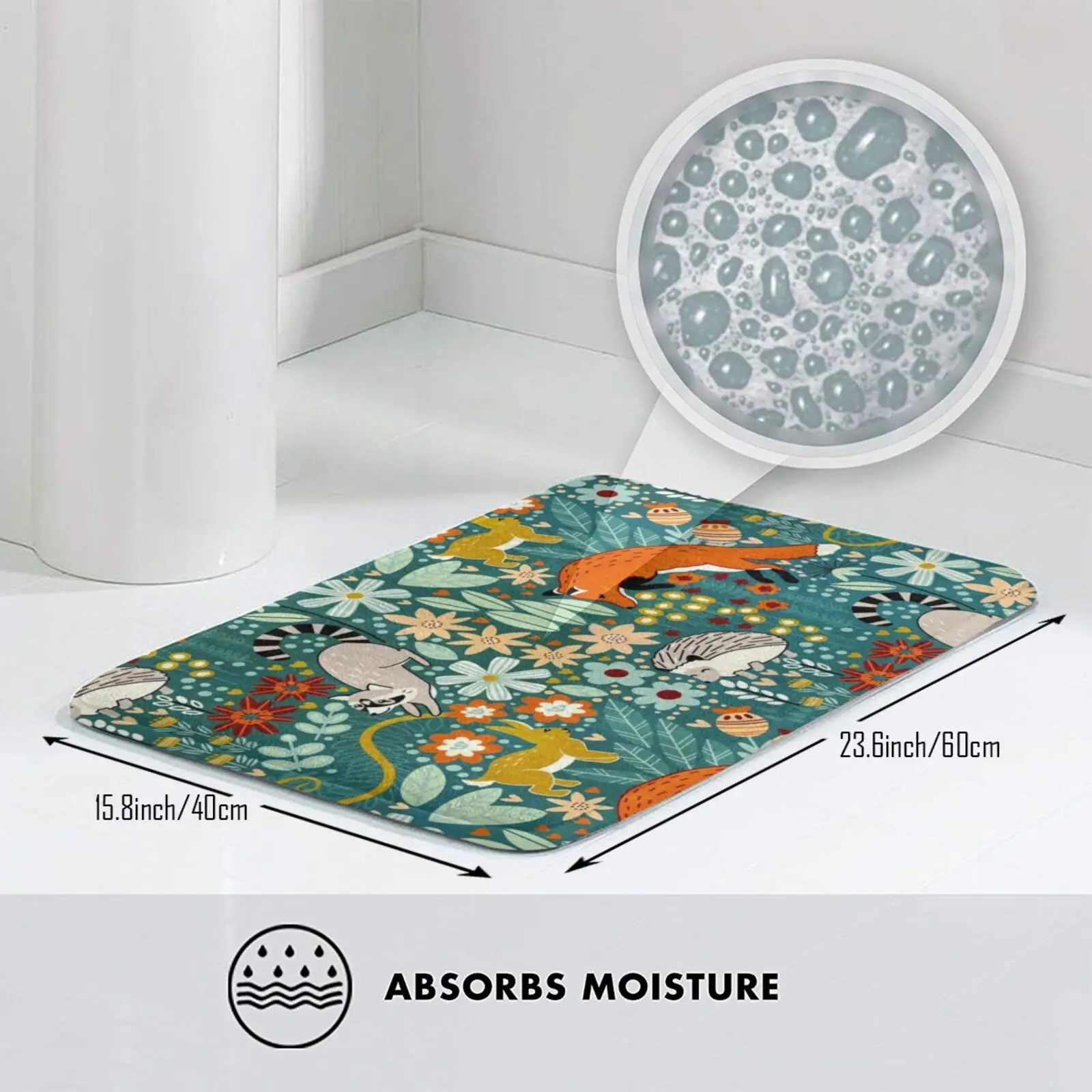 Текстурированный коврик с рисунком леса нескользящий для входной двери в