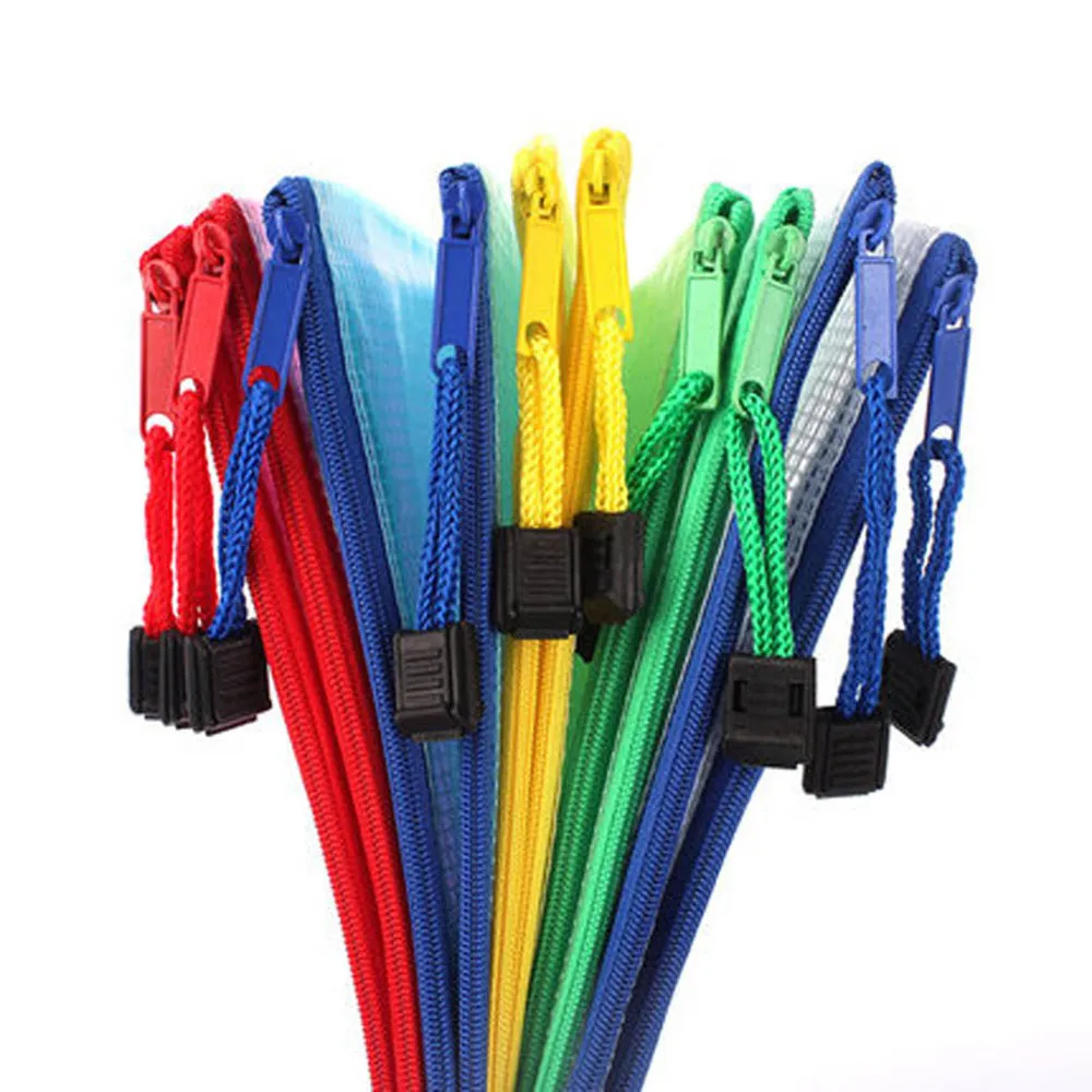 

15Pcs A4 File Pockets PVC Zipper File Bags Documents Organizer Pouch