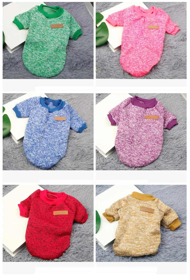 Классический трикотажный свитер для собак флисовое пальто мягкая утепленная