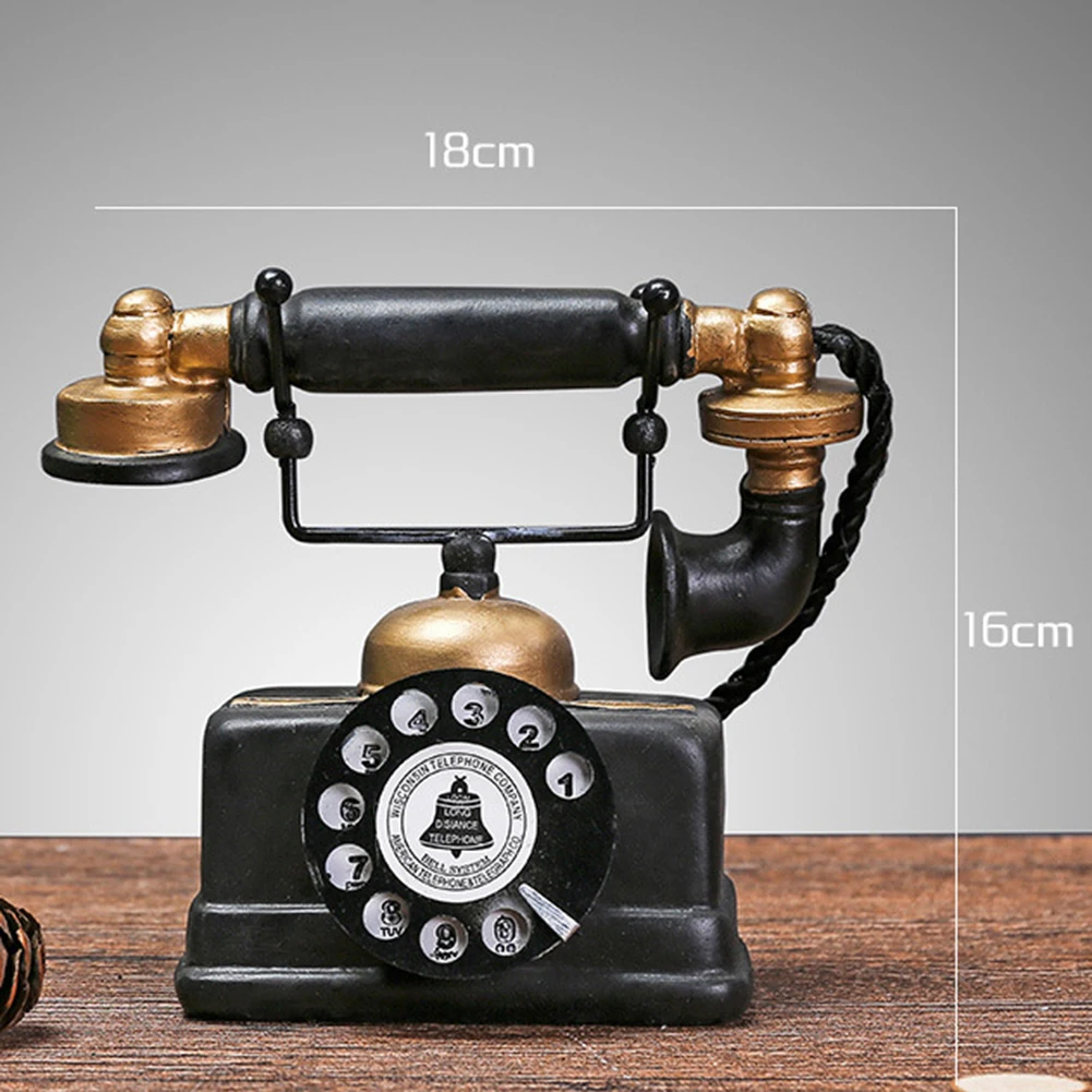 

New Vintage Resin Telephone Model Miniature Craft Photography Props Retro Furniture Figurines Bar Home Decor Phone Miniature