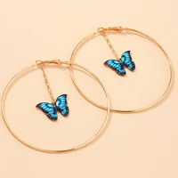 european french circle hollow earrings womens fashion round butterfly ear ring pendant korean earrings 2020 jewelry for girls