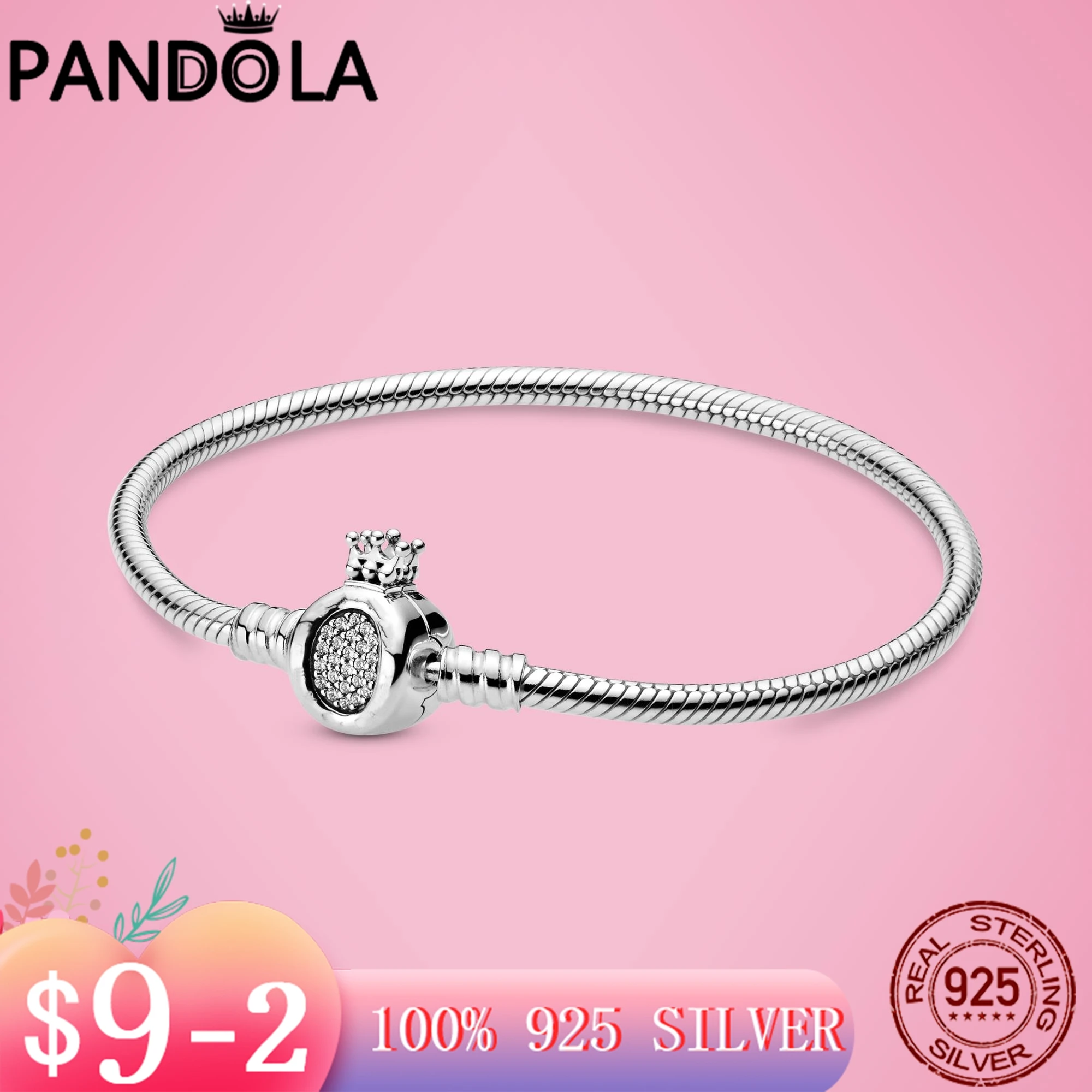 

2021 новый браслет из стерлингового серебра 925 пробы простой браслет сверкающие фианиты подходят для оригинальных шармов бусины DIY ювелирные ...