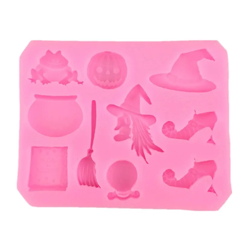 

Halloween Party Sugar Silicone Mold Cake Decorating Tools Hat Pumpkin Witch Pastry Baking Polymer Clay Kitchen Bakeware