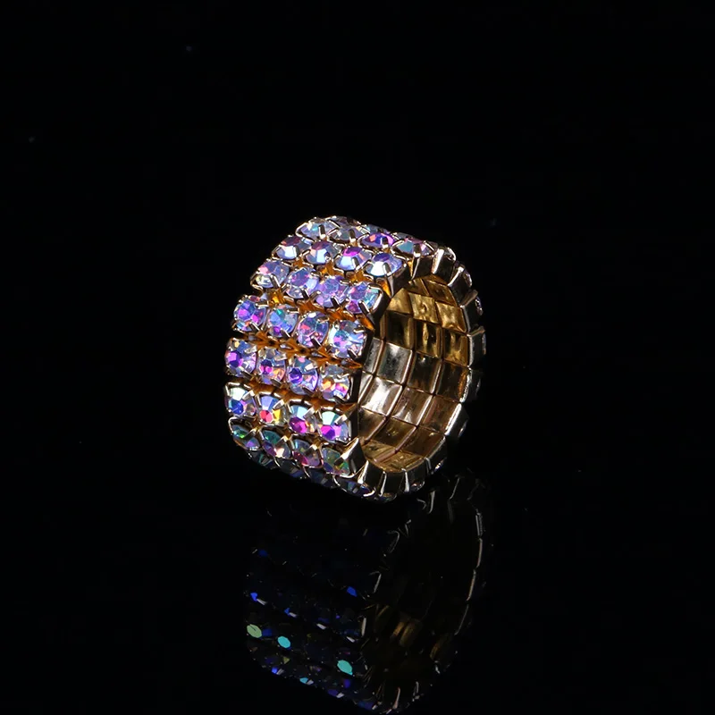 1 5 рядов кольца с кристаллами AB золотого цвета Металлические Свадебные Стразы