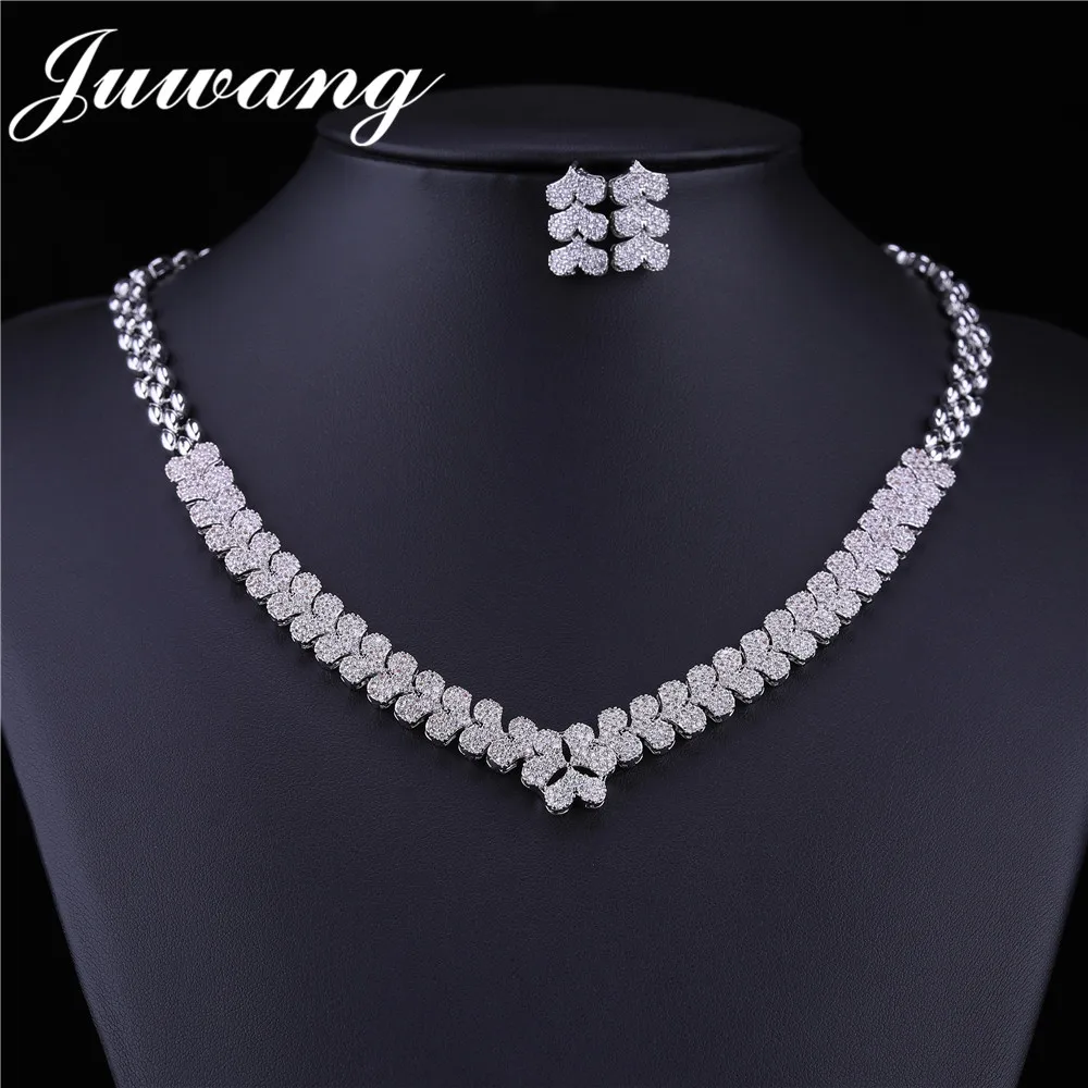 JS18120085 JUWANG кристалл круглые серьги ожерелье набор Bisuteria Свадебные Ювелирные наборы Серебряные стразы Acero inoxible Joyeria Mujer - Окраска металла: JS18120085