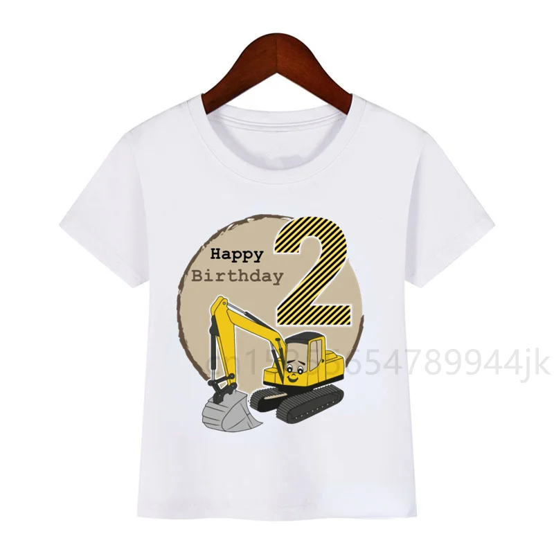 

Футболка для мальчиков, на день рождения, с принтом экскаватора