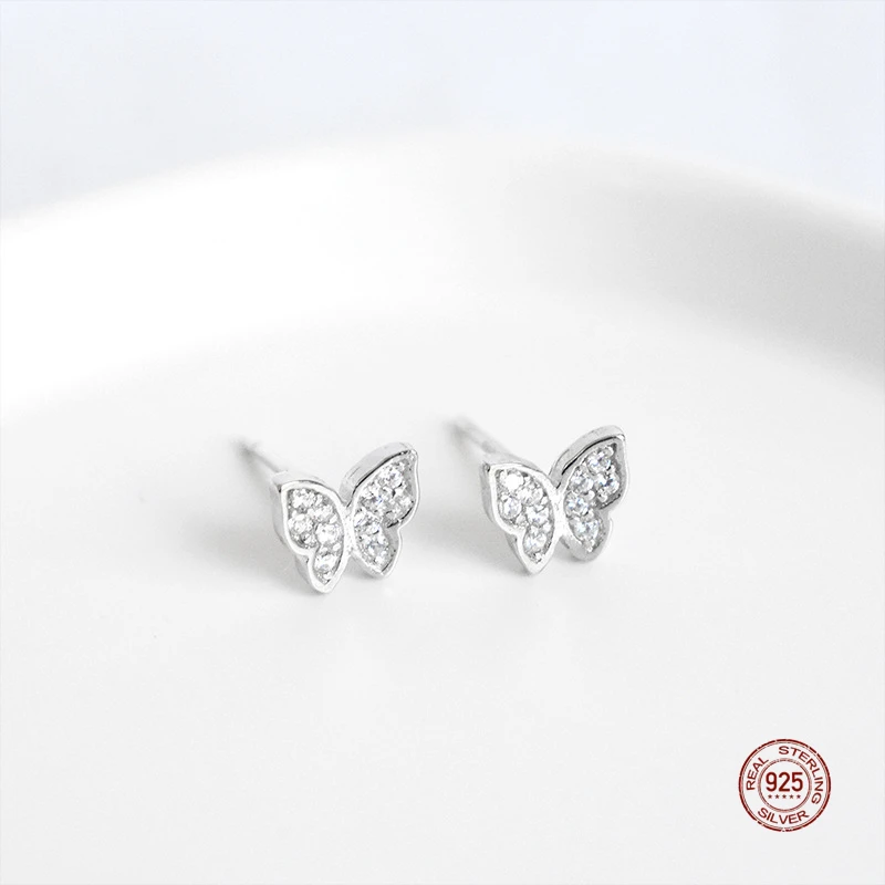 

LKO Real S925 Серебряные Роскошные серьги-гвоздики с бабочками для женщин Винтаж очаровательные милые серьги ювелирные аксессуары