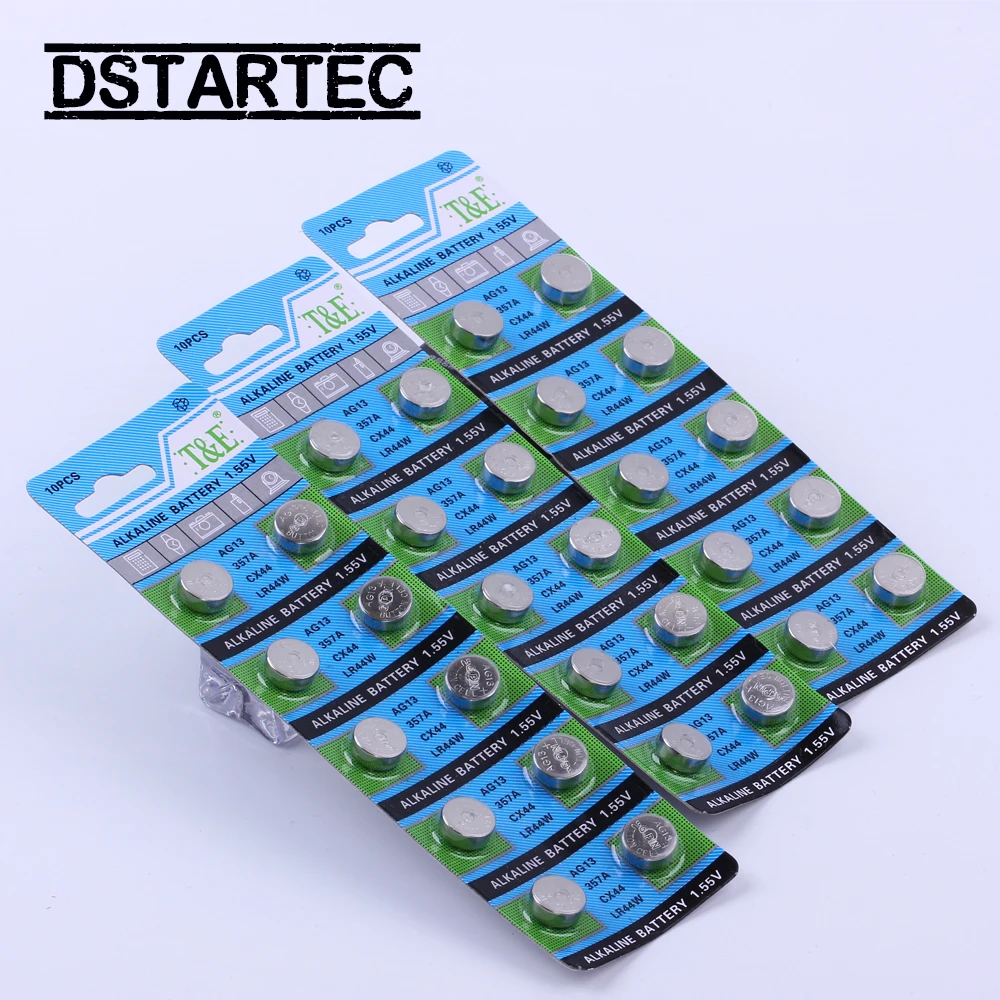 10 шт. Кнопочная батарейка 1,55 В AG13 LR44 L1154 SR47 SG13 SR1154 SP76 пила SR44 G13A G13 AG 13 щелочная монетная батарейка.