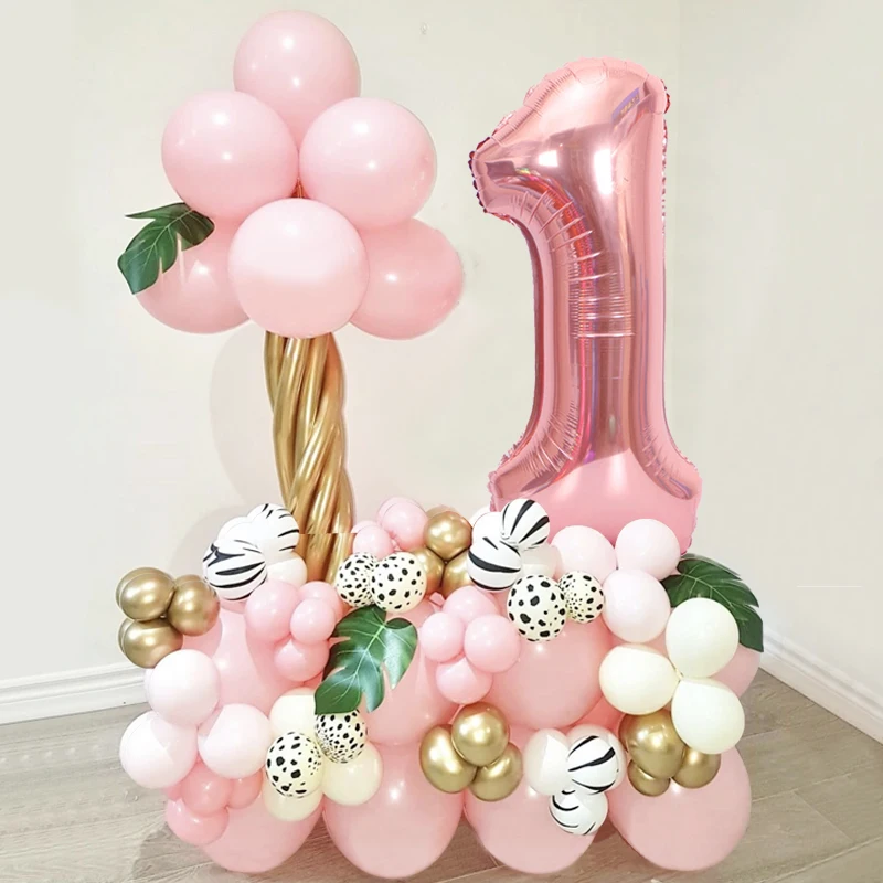 67Pcs Pink Digital Animal Print Balloons Palm Leaf Forest Globos Safari Girl Birthday Party Decoration Anniversary Bridal Shower | Дом и сад