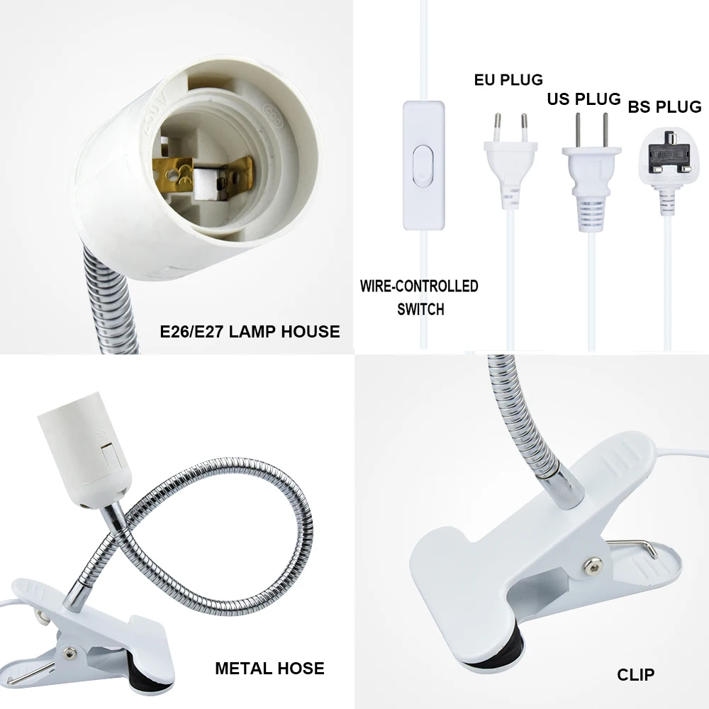 E26/E27 зажимной шланг лампа с зажимом-фиксатором основания настольные лампы Патрон