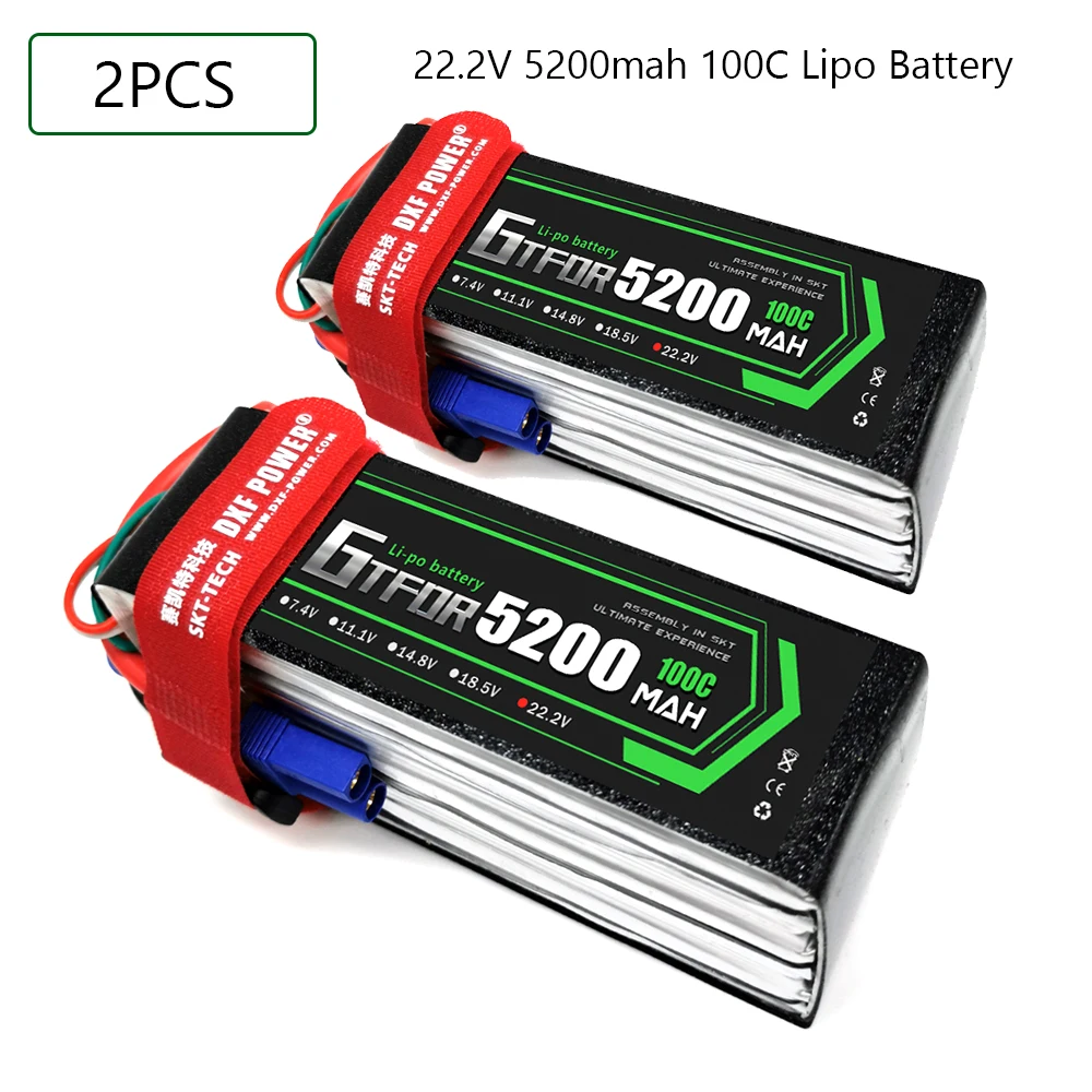 

GTFDR 6S 22.2V 5200mah 100C-200C Lipo Battery 6S XT60 T Deans XT90 EC5 50C For Racing FPV Drone Airplanes Off-Road Car Boats