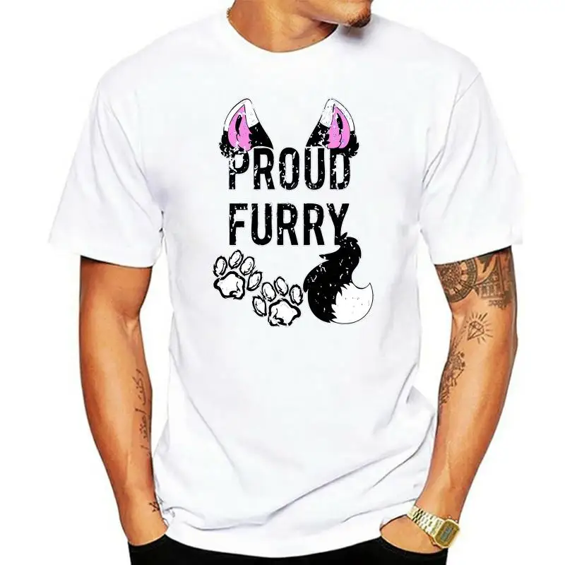 

Proud Shirt Furries Shirt Tail and Ears Cosplay Shirt cotton round neck T-shirt youth men short-sleeved T-shirt