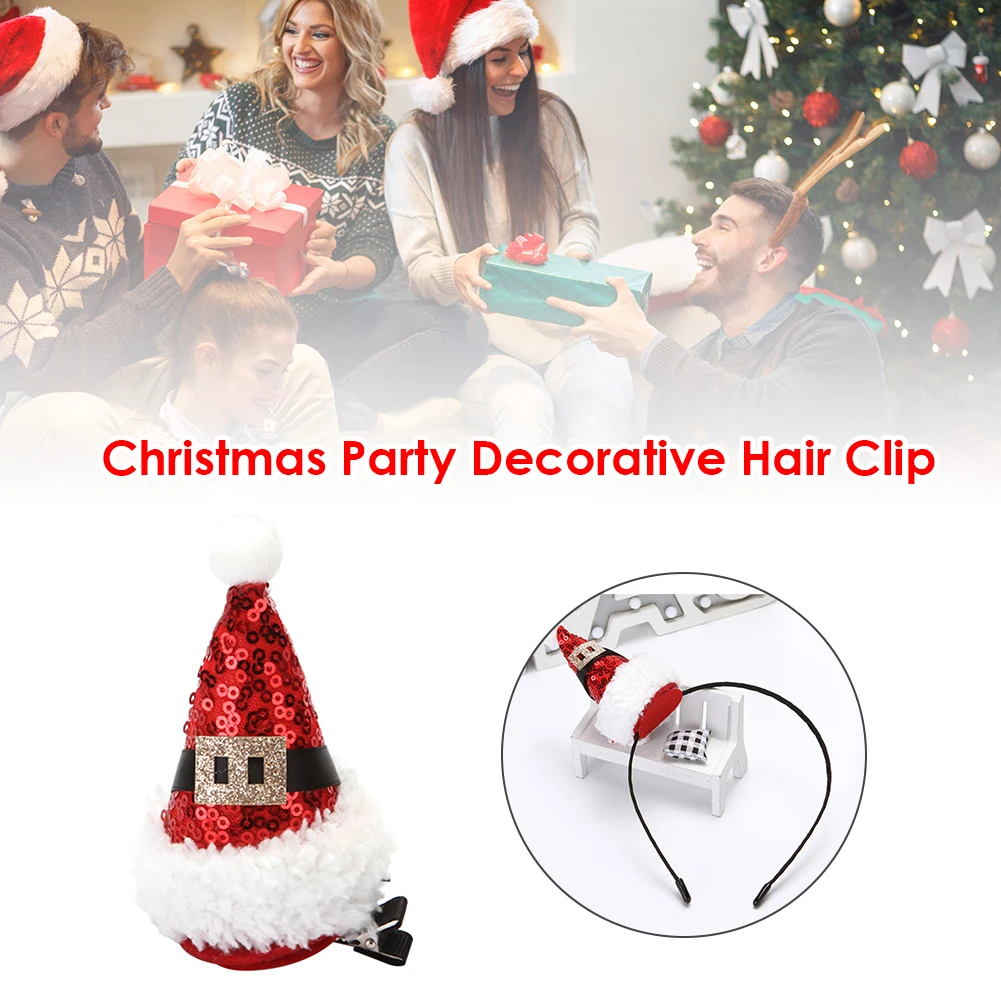 

Sequins Headwear Hair Clip Hairgrip Christmas Hat Children Hair Accessories Happy New Year Christmas Supplies Fashion