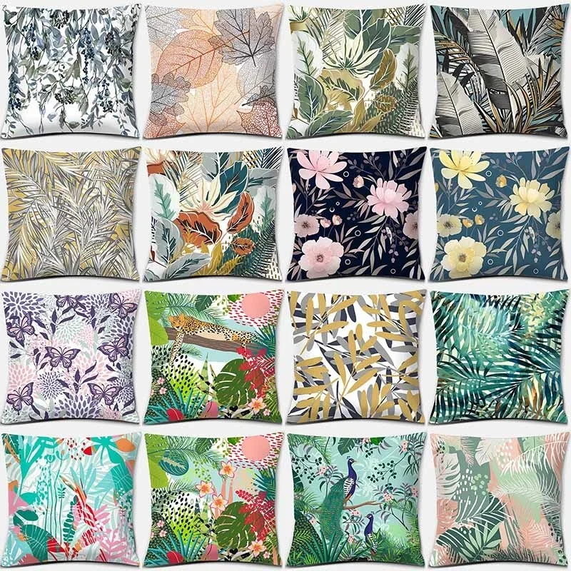 

Flowers and Plants Print Square Peach Skin Pillowcase Home Decoration Car Sofa Cushion Cover (45cm * 45cm)