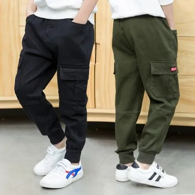 Джинсы детские спортивные с большими карманами повседневные свободные штаны из