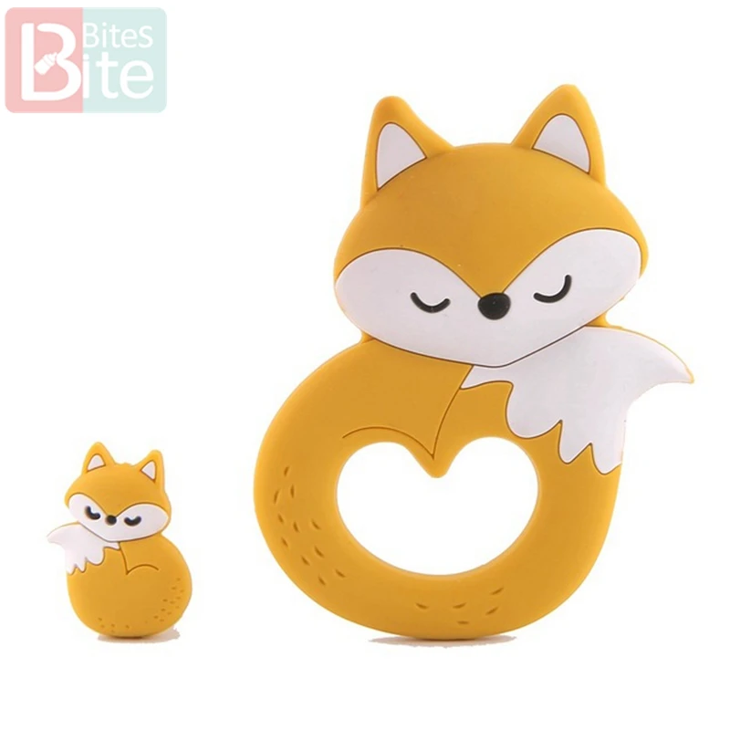 Yellow Fox Укус укусов 2 шт./компл. Черепаха силиконовый детский Прорезыватель для зубов "сделай сам" для изготовления Еда Класс коала силиконовые крошечные стержень при прорезывании зубов силиконовые бусины комплект ювелирных изделий - Цвет: Yellow Fox
