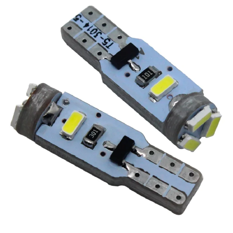 

100 шт., автомобисветодиодный светодиодные лампы T5 3014 5 SMD 12 В
