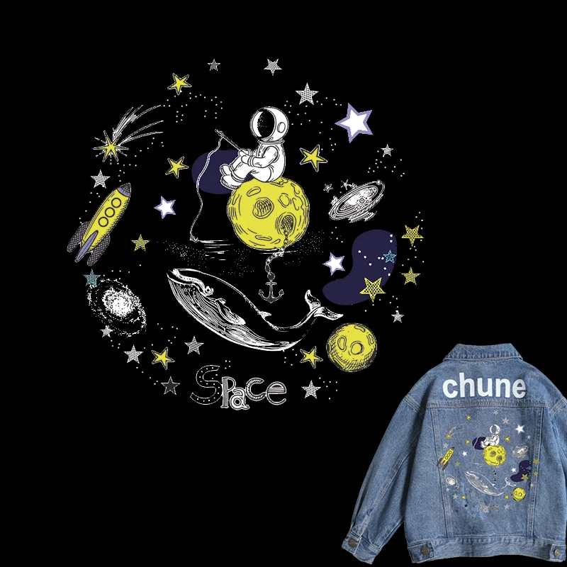 Виниловые нашивки с изображением космоса астронавта полосатые теплопередачей