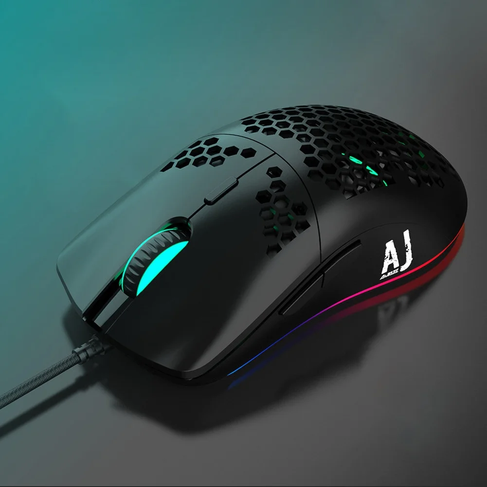 AJ390 Wired Hollow-out 6 LED Light Mouse for computer PC Adjustable 16000DPI 7 Keys Gaming Mice | Компьютеры и офис