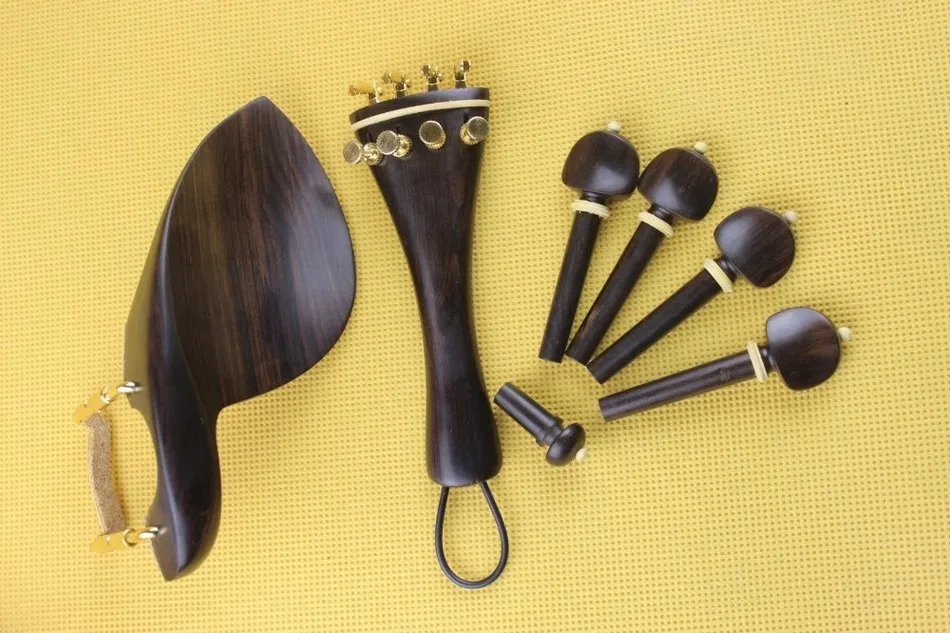 

New top undyed ebony Luthier violin parts accessories4/4 full size pegs, tailpiece, chinrest, endpin