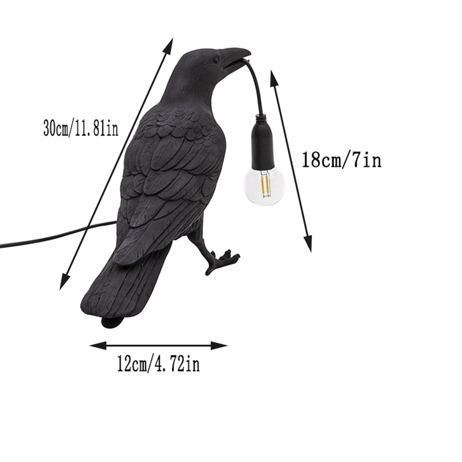 

Birds Table Lamps Resin Crow Sitting Desk led Lamp Lights Fixture for Living Room Bedroom College Dorm Raven Light Modern Art