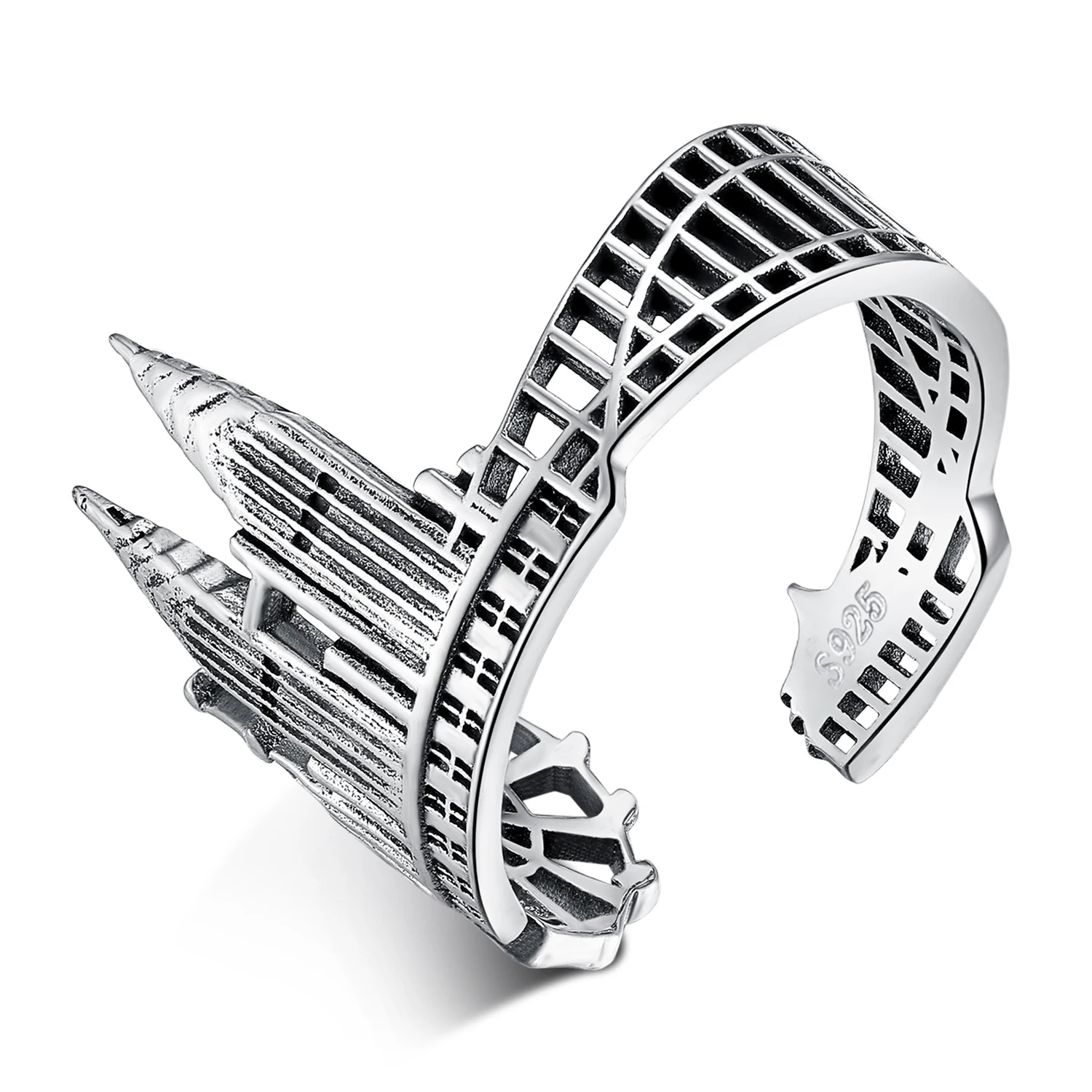 JewelryPalace Twin Towers Rings 925 Sterling Silver for Women Open Stackable Ring Band Jewelry Fine | Украшения и аксессуары